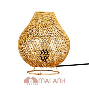 Đèn bàn mây đan thủ công dạng tổ chim decor ấn tượng cho khách sạn, resort, phòng ngủ