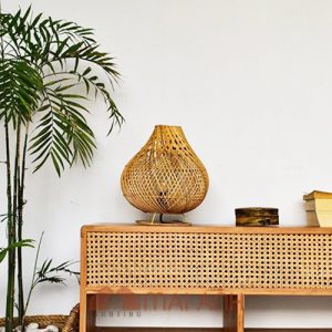 Đèn bàn mây đan thủ công dạng tổ chim decor ấn tượng cho khách sạn, resort, phòng ngủ