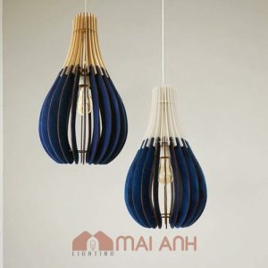 Đèn gỗ dáng bầu dài sơn màu decor phim trường Quận 7