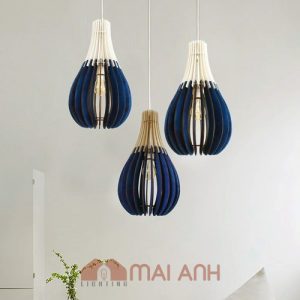 Đèn gỗ dáng bầu dài sơn màu decor phim trường Quận 7