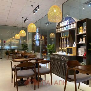 Đèn lồng chim mây đan thưa decor quầy nước AEON Tân Phú