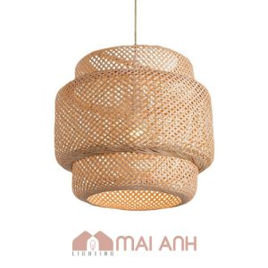 Đèn mây tre hình trụ lồng nhau trang trí quầy order, bàn ăn đẹp mắt