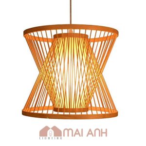 Đèn mây tre kiểu chiếc xô xéo - điểm nhấn decor tiệm The BBQ Chill