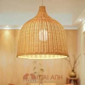 Đèn mây tre loại cổ chai, chuông mây đan 50x50 cm decor nổi bật