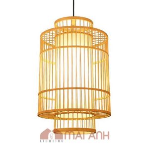 Đèn tăm tre hình trụ dài trang trí tiệm trà sữa LaSiMi quận 10 HCM