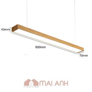 Đèn thả hộp gỗ trang trí văn phòng 60cm LED 20W