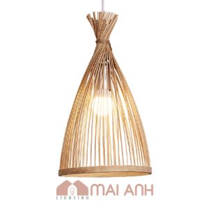 Đèn tre cách điệu kiểu buộc chóp đầu decor phòng trà thư giản nhẹ nhàng