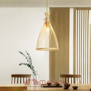 Đèn tre cách điệu kiểu buộc chóp đầu decor phòng trà thư giản nhẹ nhàng