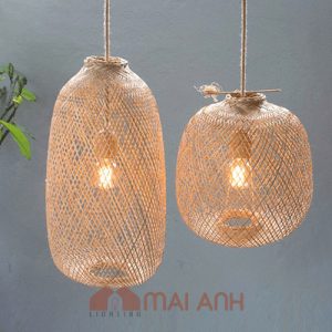 Đèn tre loại 30x60 cm trang trí quán cà phê AQ Quận 3 nghệ thuật