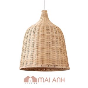 Đèn treo trần quán cafe Gemini Hoàng Hoa Thám hình cái chuông mây đan kín 37x50cm