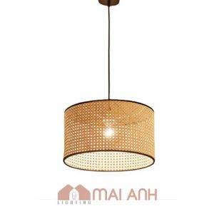 Đèn thả trụ tròn mắt cáo đan decor tinh tế Viện thẩm mỹ