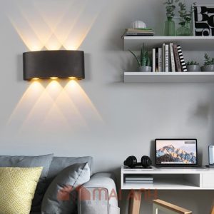 Đèn vách led hắt 6 tia hai đầu trên dưới bo cạnh decor phòng khách