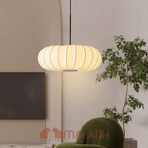 Đèn vải quả bí đỏ dẹp D40cm decor khách sạn