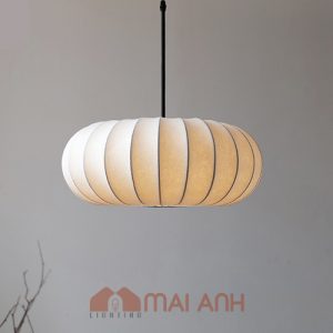 Đèn vải quả bí đỏ dẹp D40cm decor khách sạn