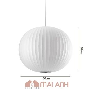 Đèn vải quả cầu nan dọc decor trung tâm mua sắm Vincom đẹp thuần khiết