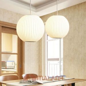 Đèn vải quả cầu nan dọc decor trung tâm mua sắm Vincom đẹp thuần khiết