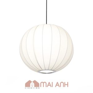 Đèn vải quả cầu nan dọc decor trung tâm mua sắm Vincom đẹp thuần khiết