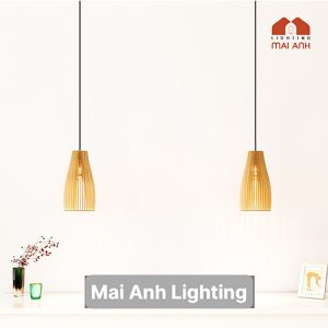 Đèn gỗ nơm cá size nhỏ D20cm thả trần trang trí quán trà sữa sinh viên 