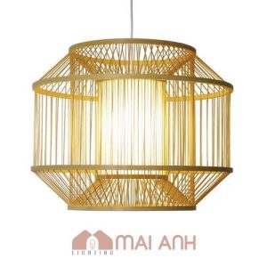 Đèn tăm tre đan tạo hình khối đa giác độc đáo decor thu hút ánh nhìn