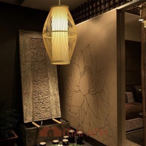 Đèn tăm tre hình oval lồng nhựa trang trí tiệm An Nhiên Spa phường Thới An