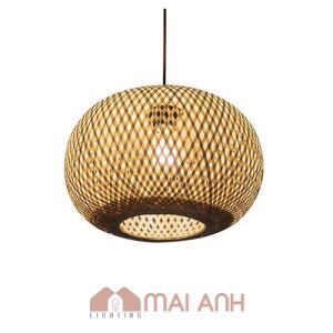 Đèn tre quả bí đỏ phi 30 đan thủ công một lớp decor quán ốc Lý Thường Kiệt