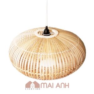 Đèn lồng tre hình trái bí đỏ 1 lớp 40x22 cm thả trần trang trí