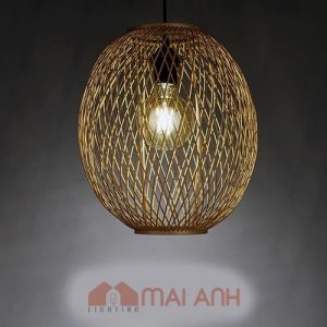 Đèn tre đan chéo dáng lồng tròn 30x33 cm trang trí phòng homestay, nhà nghỉ