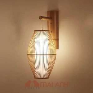 Đèn tăm tre hình oval gắn tường trang trí nhà hàng ẩm thực miền tây