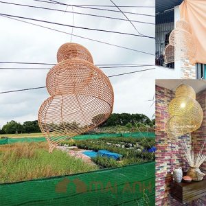 Đèn Vỏ Ốc Bằng Mây Dài 1 Mét - Trang Trí Nổi Bật Cho Quán Ốc Biển Xanh Và Các Không Gian Khác